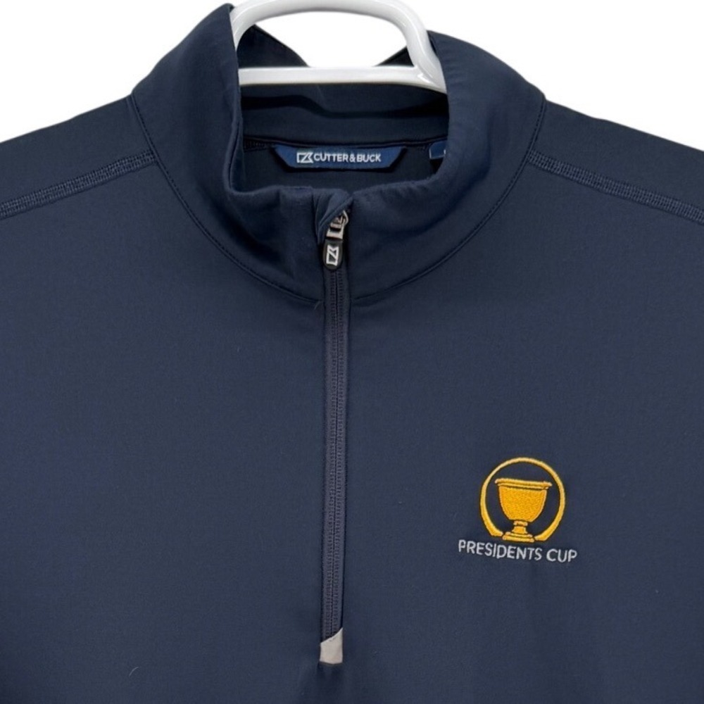 Cutter & Buck Mens Presidents Cup Quarter Zip Pullover Navy Blue Golf Large L